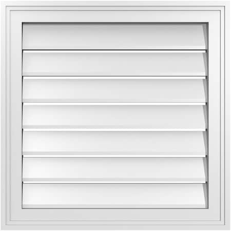 Ekena Millwork Vertical Surface Mount PVC Gable Vent: Functional, w/ 2"W x 1-1/2"P Brickmould Frame, 22"W x 22"H GVPVE22X2202SF